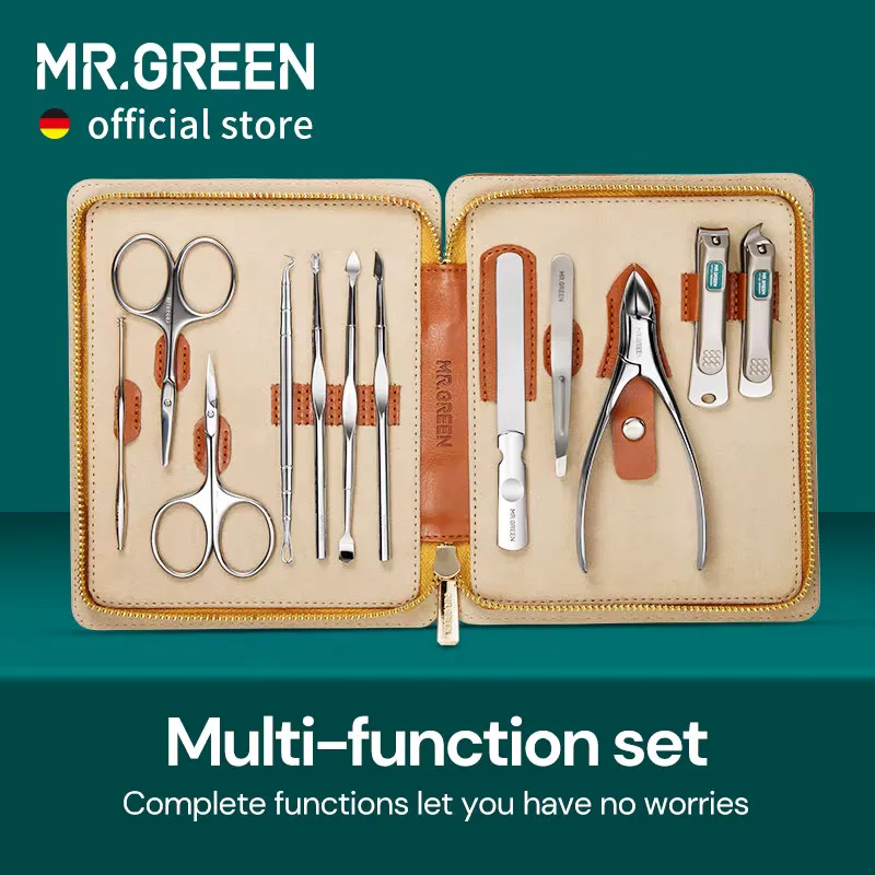 Mr.Green Kit Manicure e Pedicure 12 em 1 em Aço Inoxidável