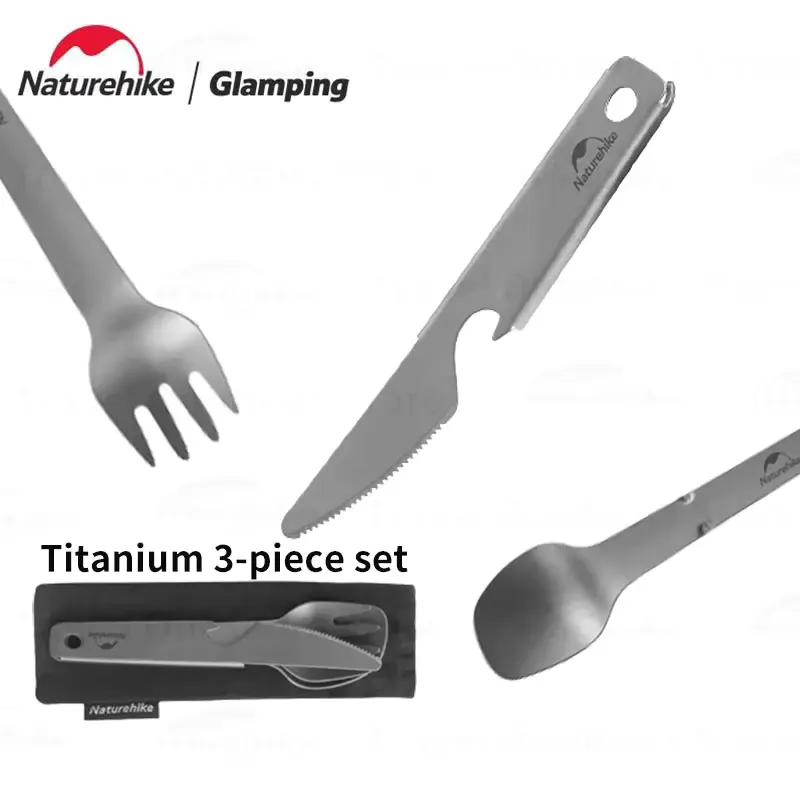 Naturehike Talheres 3 em 1 Titânio para Acampamento