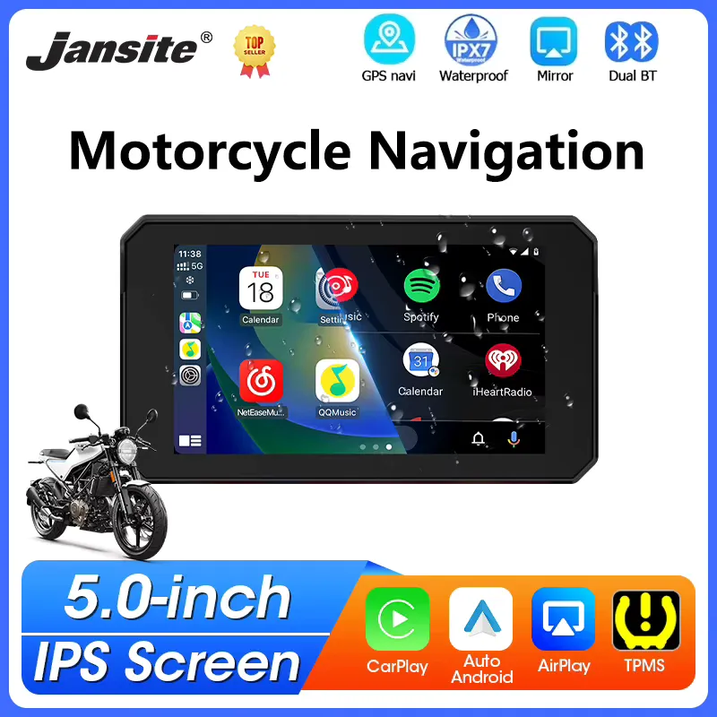 Jansite GPS Moto 5" CarPlay Android Auto Bluetooth