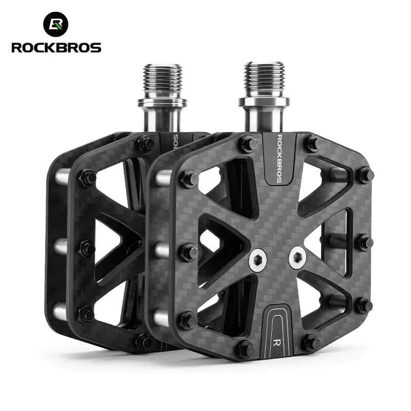 Rockbros Pedal Fibra Carbono MTB 3 Rolamentos Ultraleve