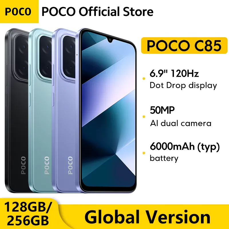 POCO C85 Smartphone 128GB 256GB Tela 6.9" Câmera 50MP