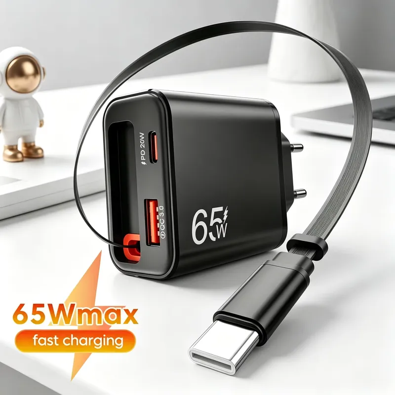 POCO Carregador 65W USB-C Retrátil para iPhone 16 17