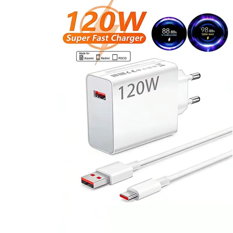 POCO Carregador USB Rápido 120W Tipo C com Cabo Turbo 6A