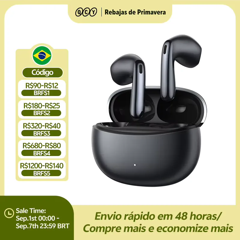 QCY AilyBuds E50 HT11 - Fone Sem Fio com Cancelamento de Ruído