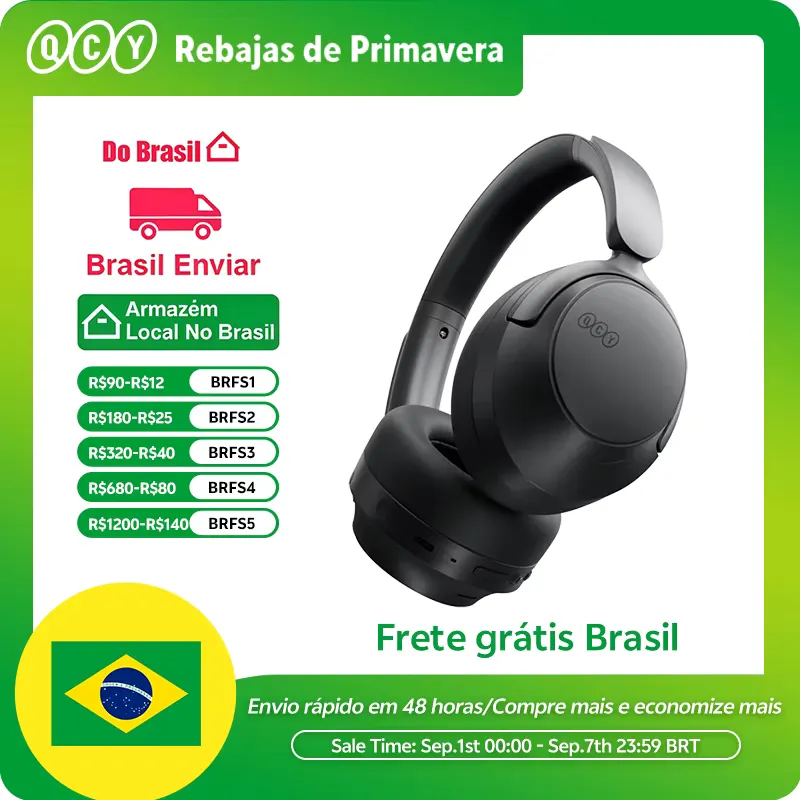 QCY H3S Fone Over-Ear com ANC -56dB e 102h Bateria