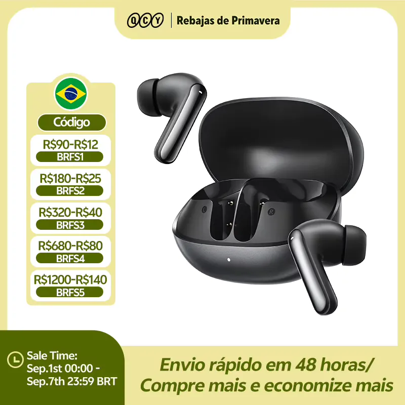 QCY Melobuds N20 Fones Bluetooth 6.0 com ANC -50dB