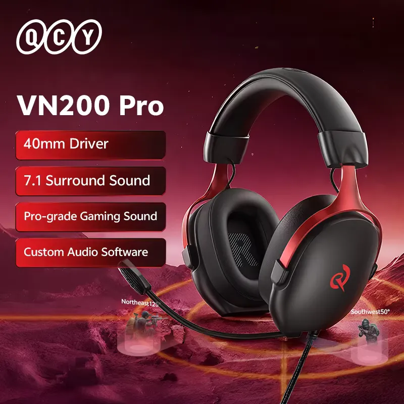 QCY VN200 Pro Fone Gamer com Fio 7.1 Surround