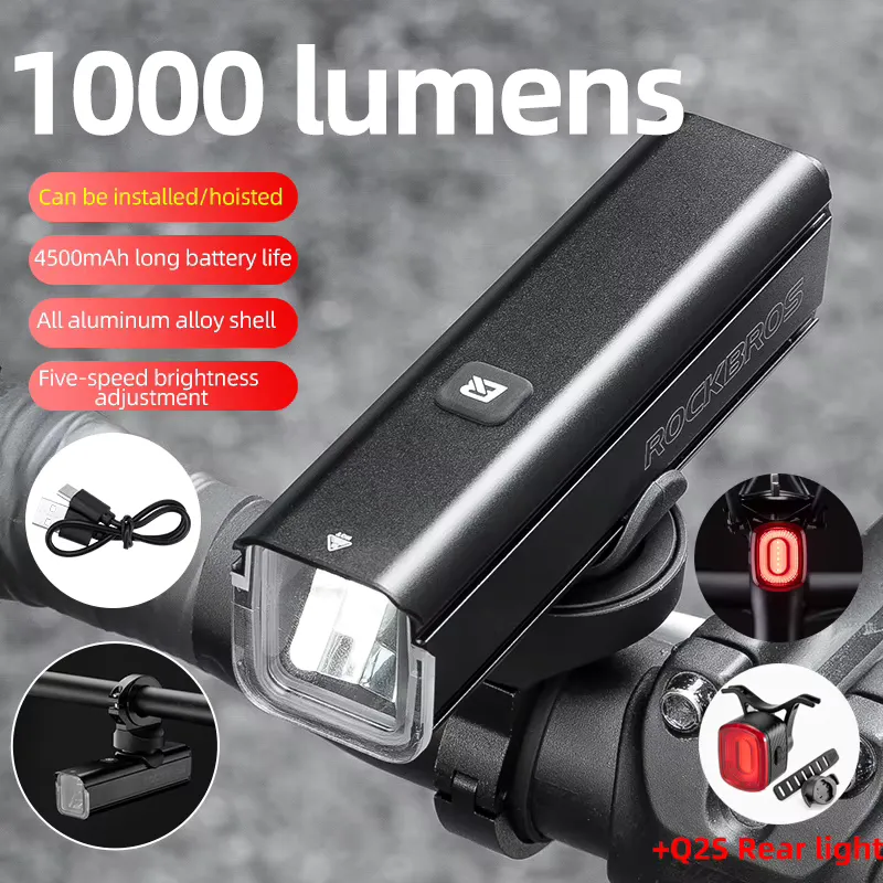 Rockbros Farol de Bicicleta 1000LM USB-C Recarregável