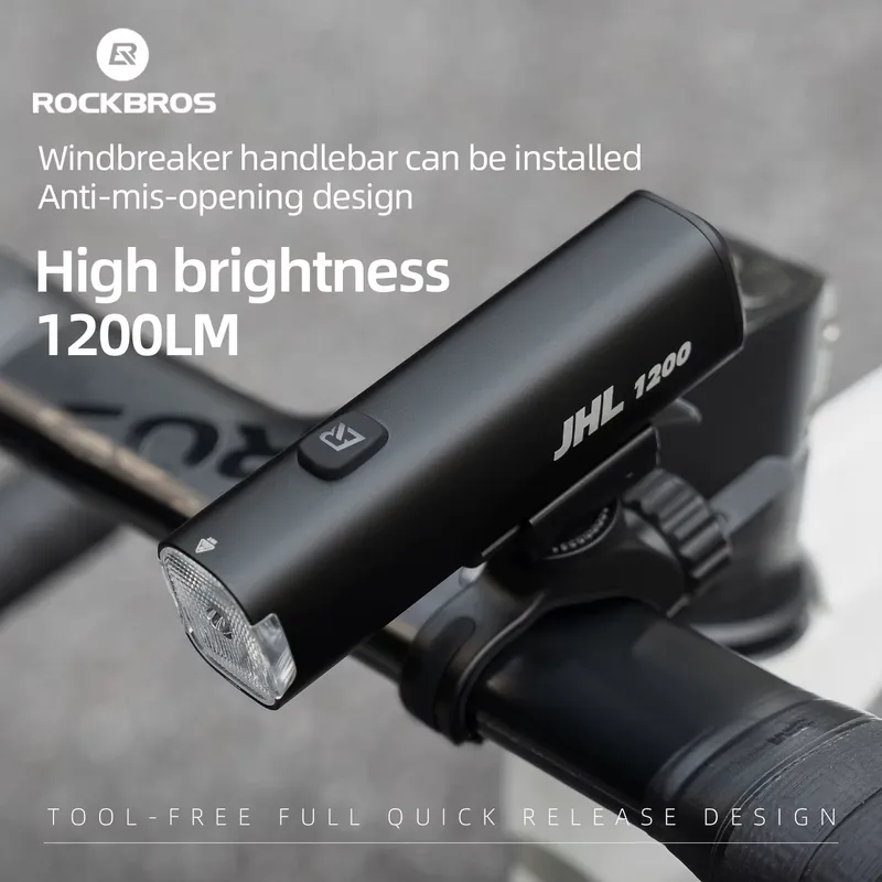 Rockbros Farol de Bicicleta 1200lm Recarregável USB-C