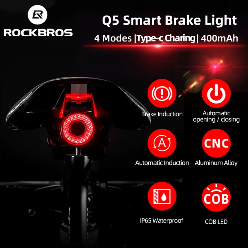 Rockbros Lanterna Traseira Bicicleta LED Q5 IPx6