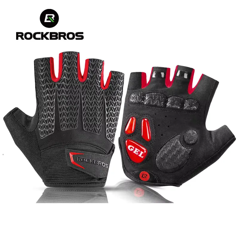 Rockbros Luvas de Ciclismo com Tela de Toque - Meio Dedo