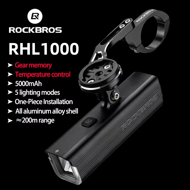 Rockbros Luz Dianteira Bicicleta 1000lm USB-C Recarregável