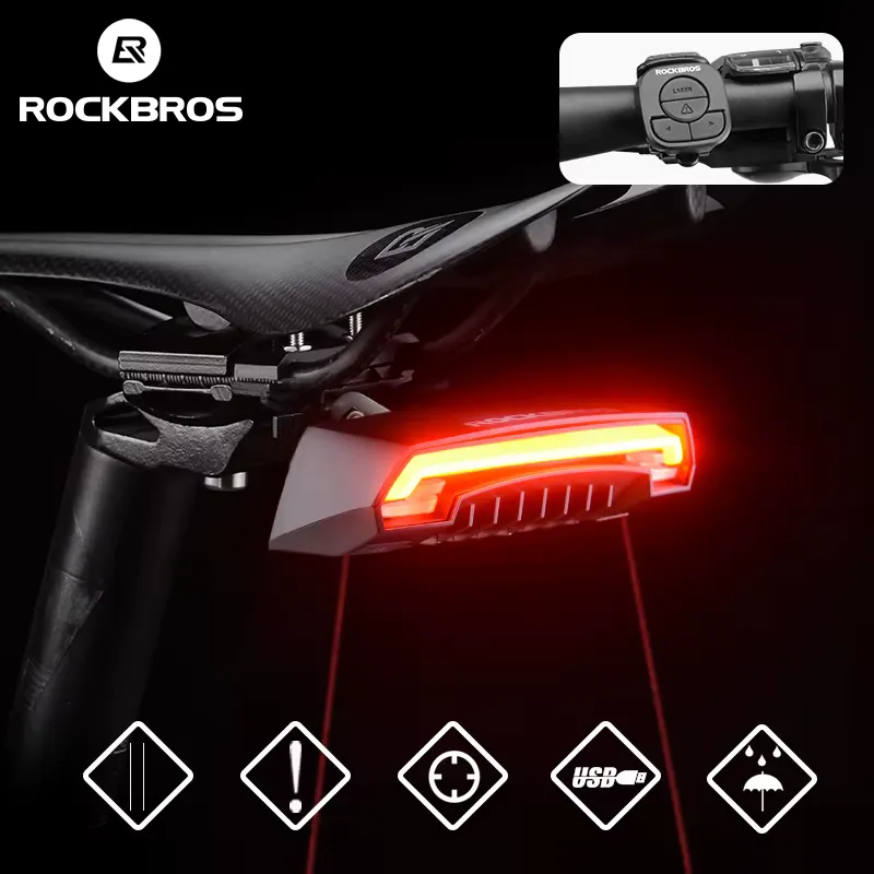 Rockbros Luz Traseira Bicicleta USB Recarregável Inteligente