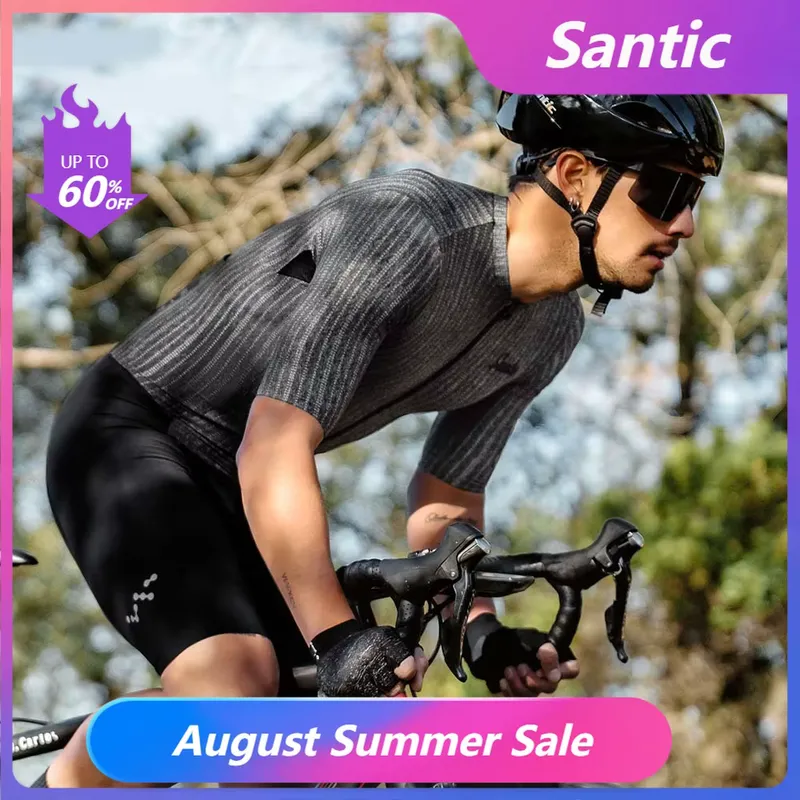 Santic Conjunto Ciclismo Masculino Manga Curta com Proteção