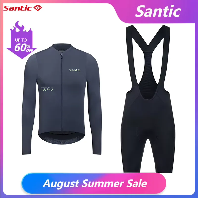 Santic Conjunto Ciclismo Masculino Manga Longa com Proteção Solar