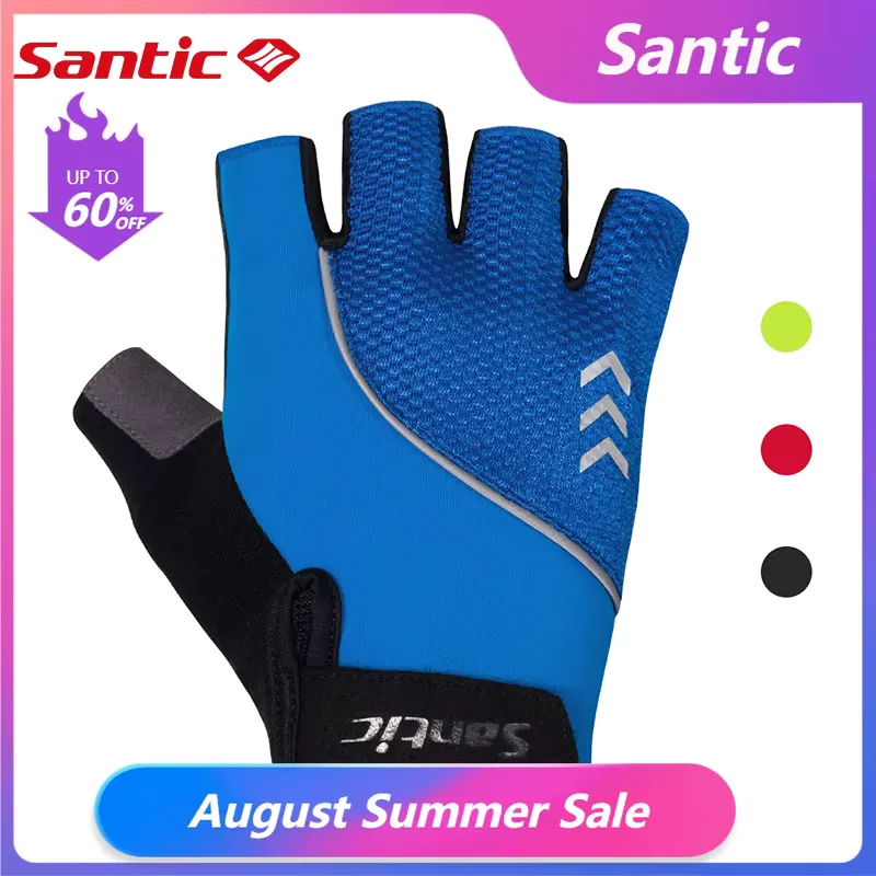Santic Luvas de Ciclismo Meio Dedo Verão Respirável