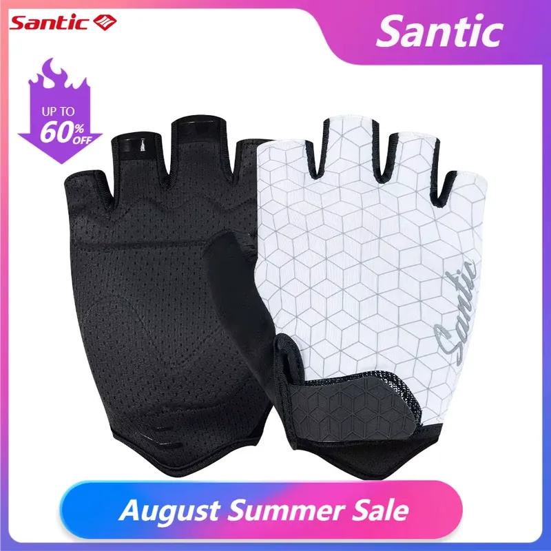 Santic Luvas de Ciclismo Verão Respirável Dedos Curtos