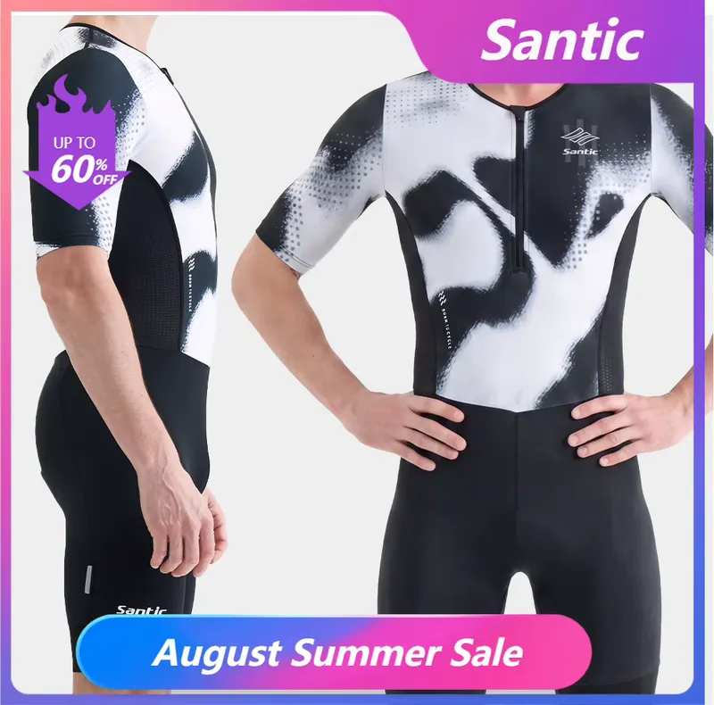 Santic Macacão Ciclismo Manga Curta com Almofada 80KG