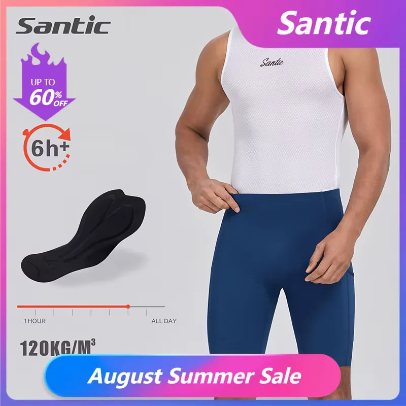 Santic Shorts de Ciclismo Masculino Verão Secagem Rápida