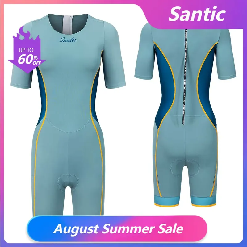 Santic Triathlon Feminino Short com Proteção Acolchoada