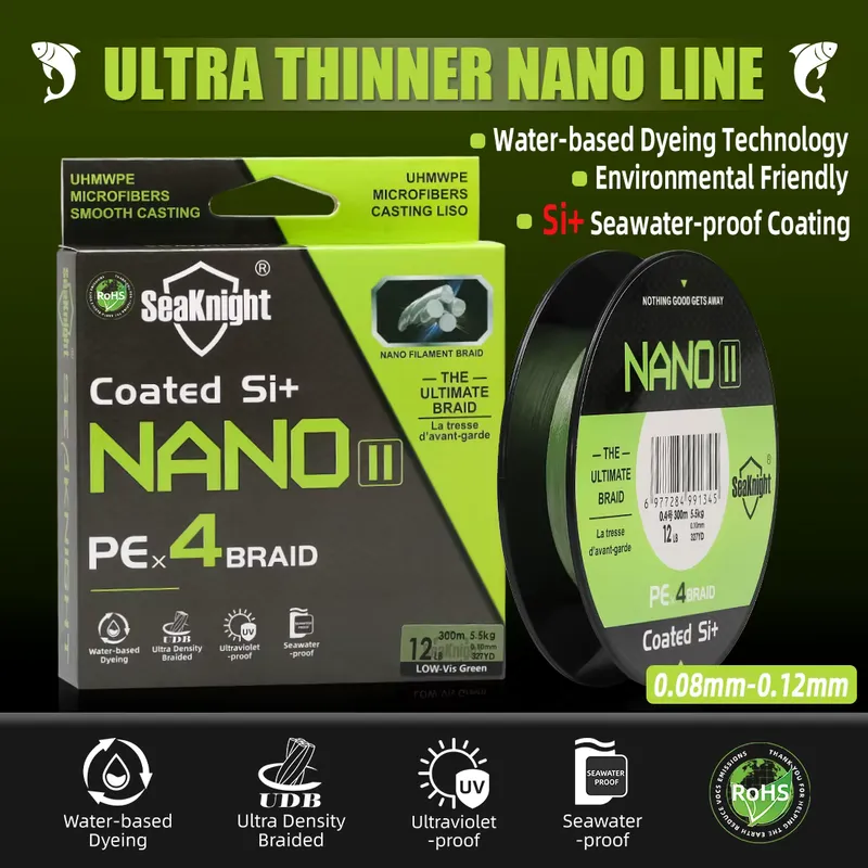 SeakNight Nano II Linha de Pesca Trançada 300m PE 4 Fios