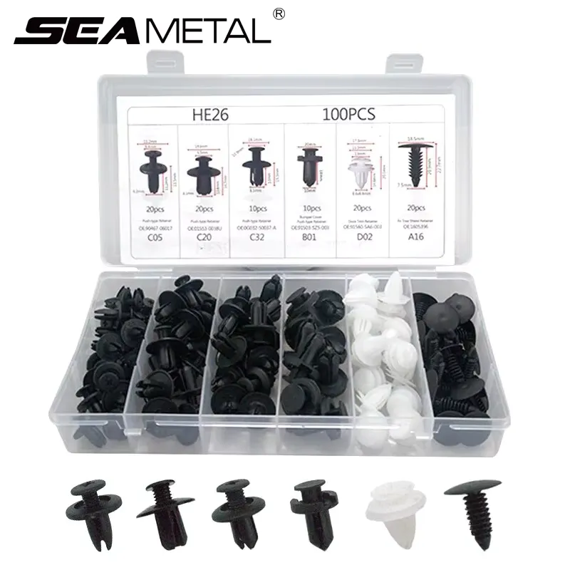 SEAMETAL Kit 100 Clipes Fixadores Automotivos - Rebites e Retentores