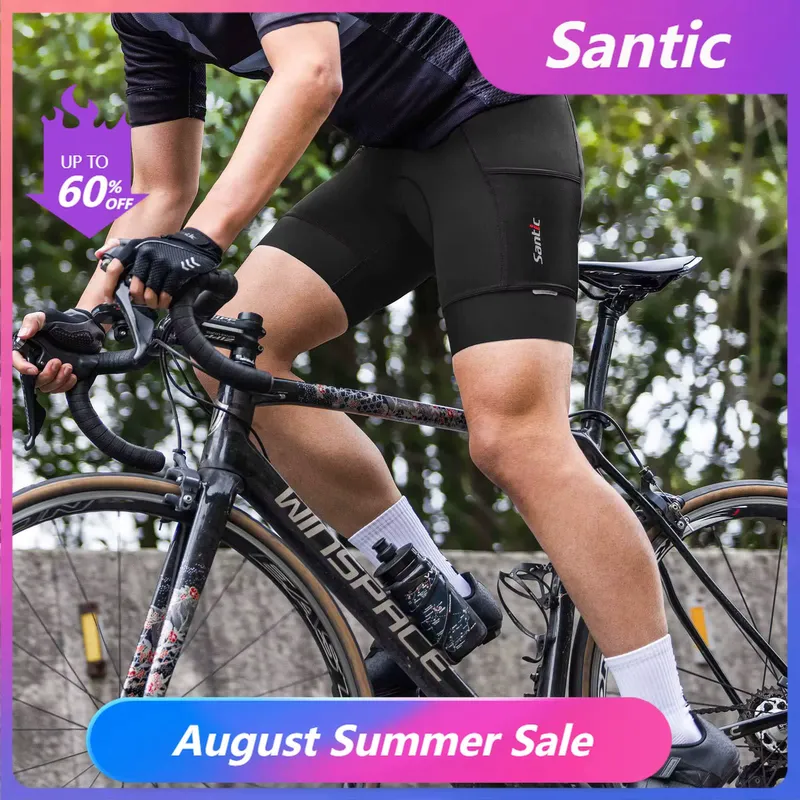 Santic Shorts de Ciclismo Masculino com Acolchoado