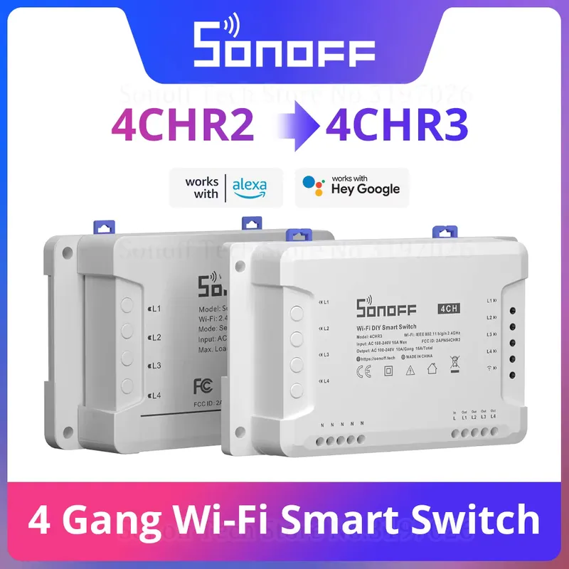 Sonoff 4CHR3 Interruptor Inteligente WiFi 4 Canais