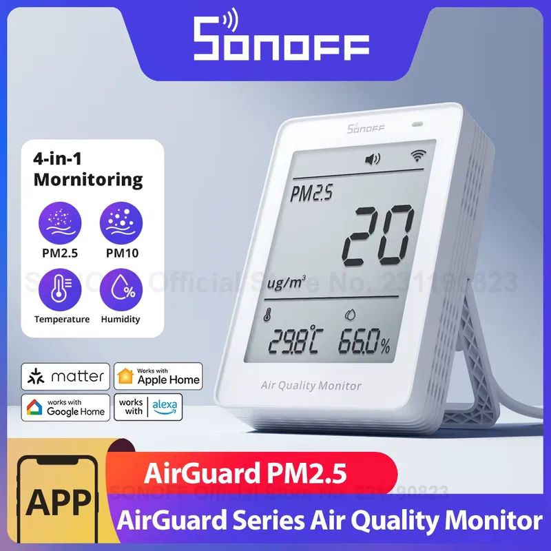 Sonoff AirGuard Monitor Qualidade do Ar PM2.5 PM10 Wi-Fi