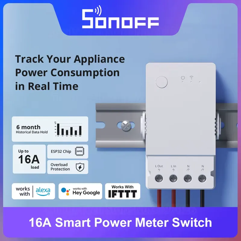 Sonoff Smart Switch 16A com Medidor de Energia