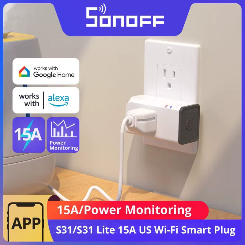 Sonoff S31 Tomada Inteligente Wi-Fi 15A com Controle Remoto