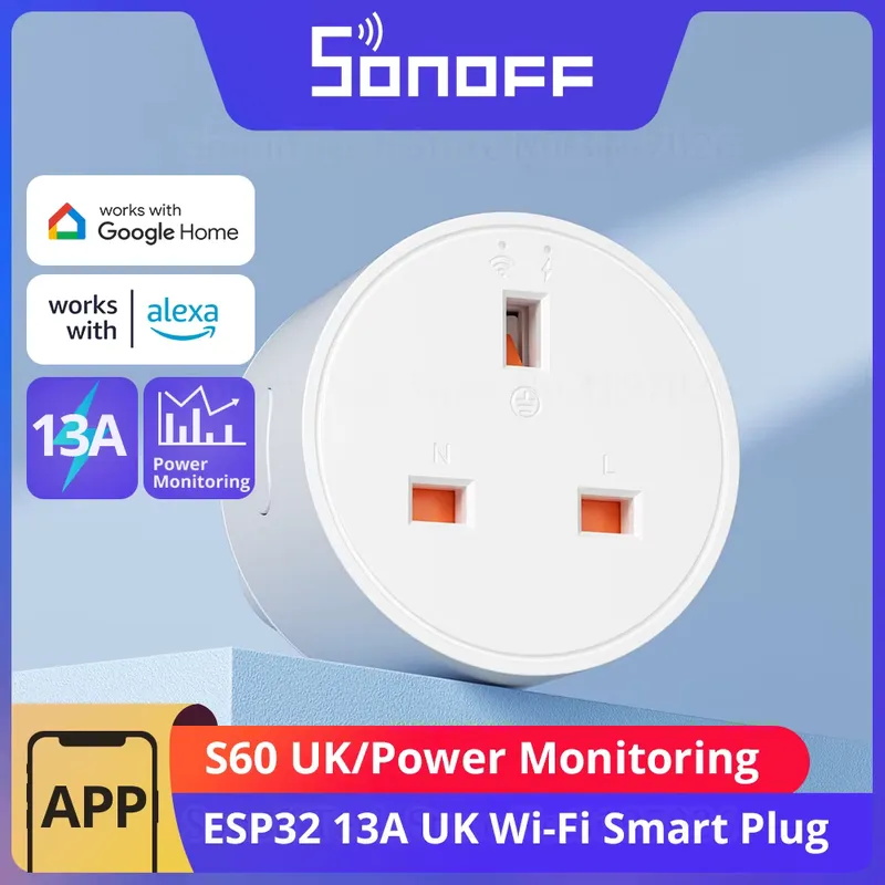 Sonoff S60 Tomada Inteligente Wi-Fi 13A com Controle Remoto