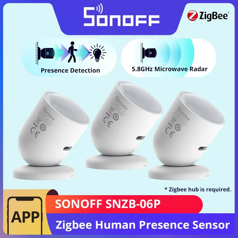 Sonoff SNZB-06P Sensor de Presença com Radar 5.8GHz