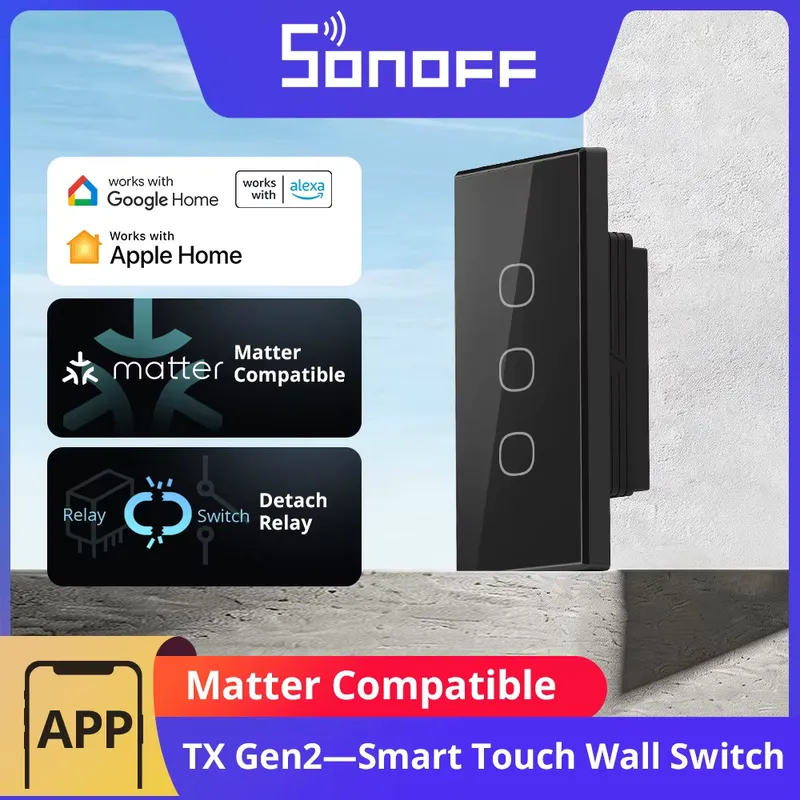 Sonoff T6 Interruptor Inteligente Touch Matter Alexa