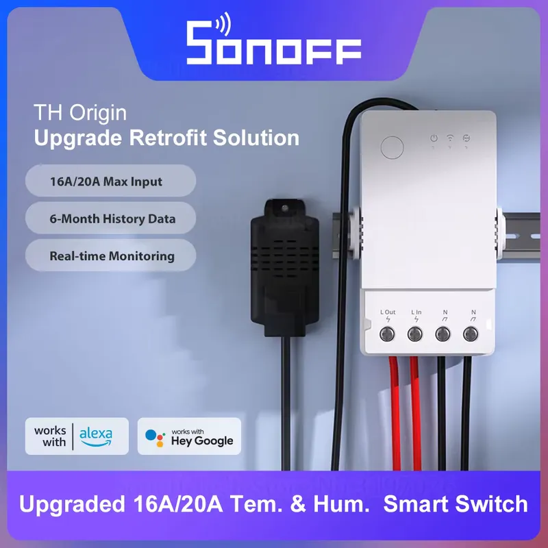 Sonoff TH 16A/20A Interruptor Inteligente Wi-Fi