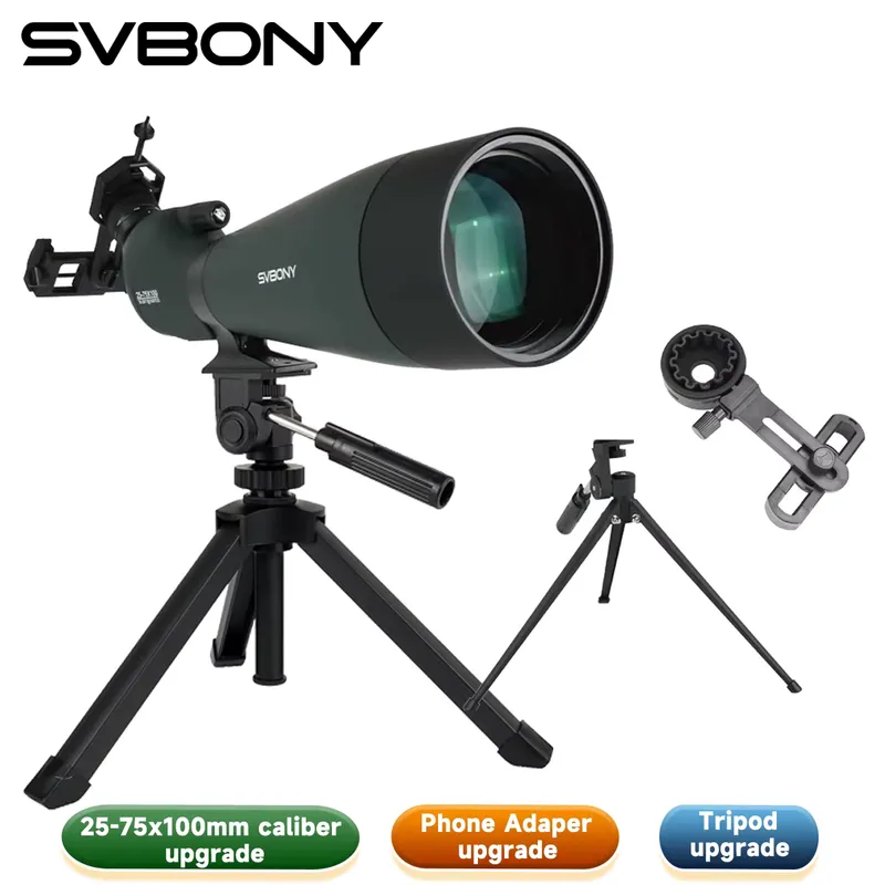 SVBONY Telescópio Terrestre 25-75x100mm com Tripé