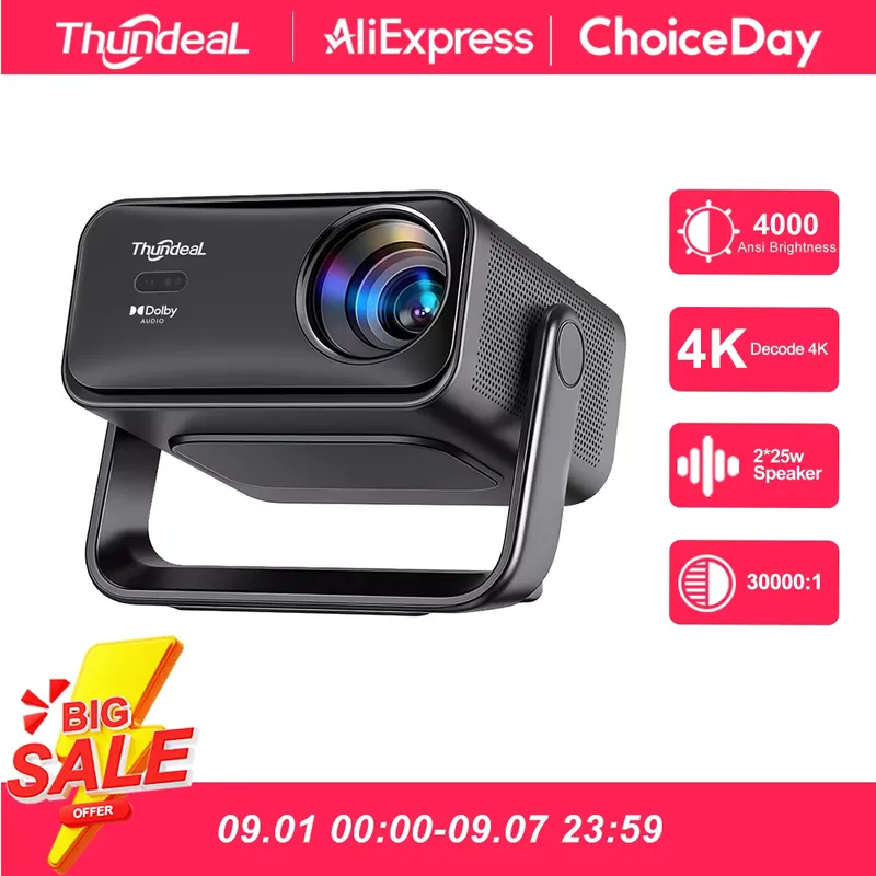 ThundeaL Projetor 4K Full HD 1080P WiFi 3D Portátil – R$ 2.900