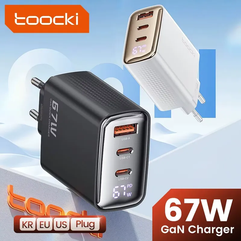 Toocki Carregador USB-C 67W com Display Digital PD QC4.0