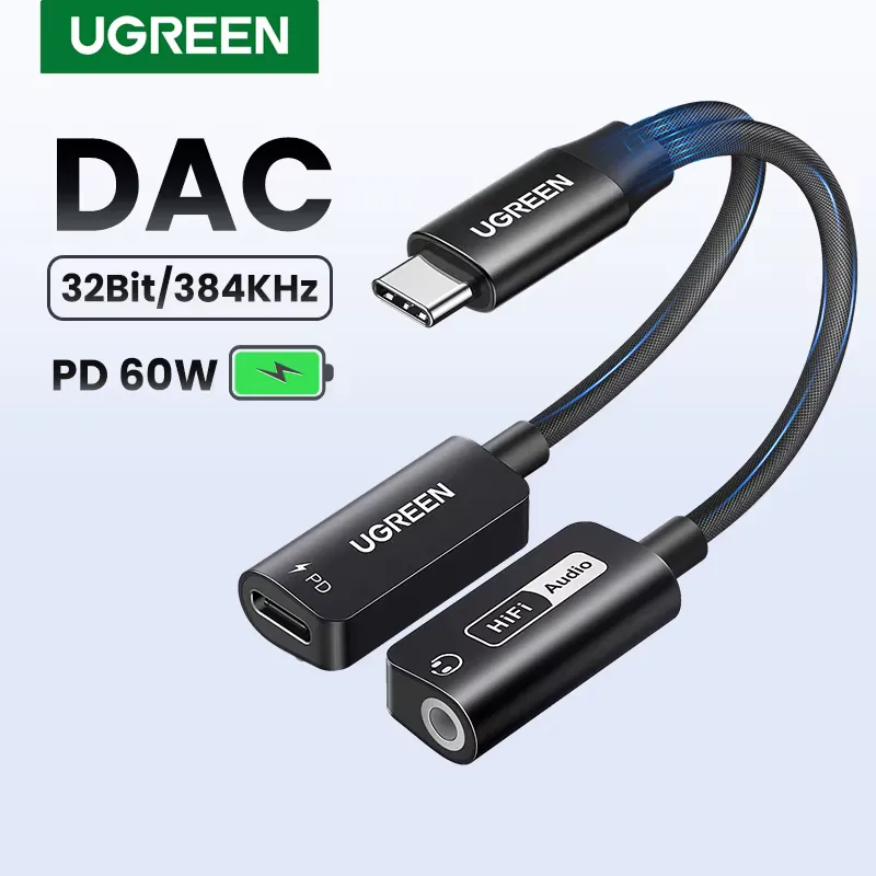 Ugreen Adaptador USB-C para P2 com DAC e Carregamento