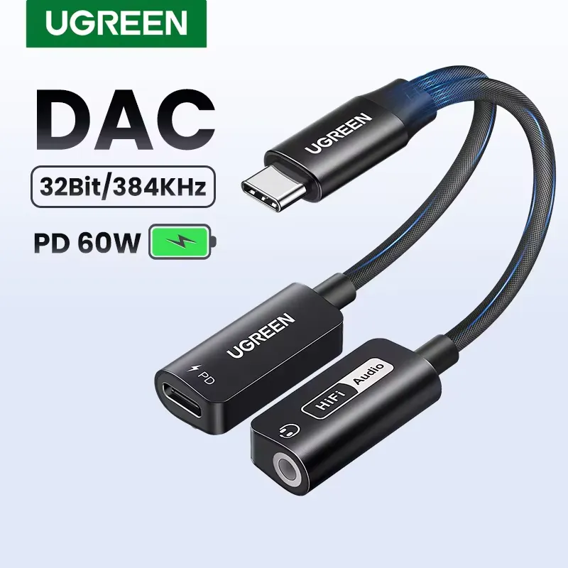 Ugreen Placa de Som USB-C 2 em 1 com Carregamento PD