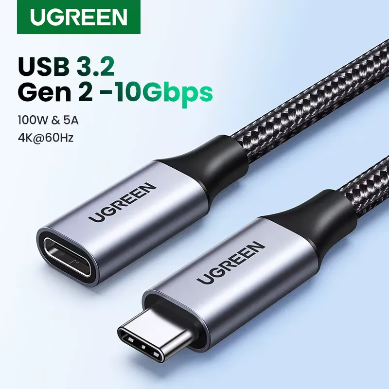 Ugreen Cabo Extensão USB-C Verde 3.2 Thunderbolt 3