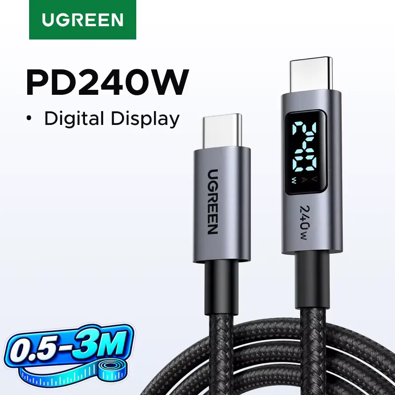 Ugreen Cabo USB-C 240W com Tela Digital PD3.1