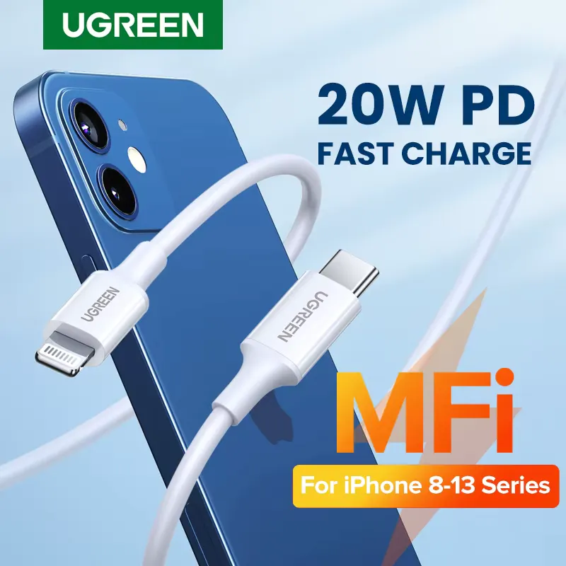 Ugreen Cabo USB-C para Lightning 20W MFi iPhone 14 13 12