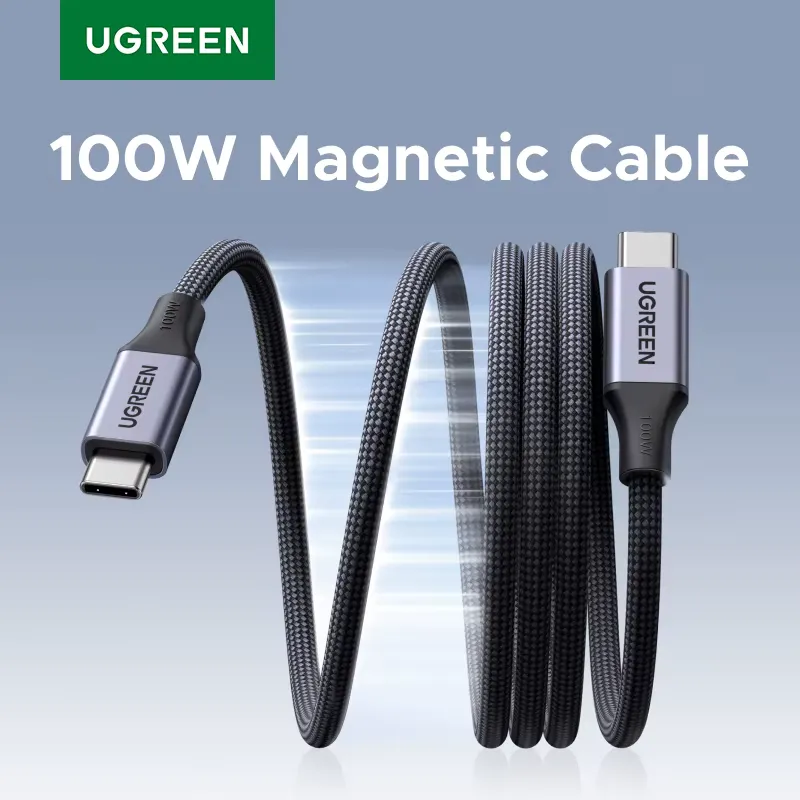 Ugreen Cabo USB-C Magnético 100W PD - Carregamento Rápido