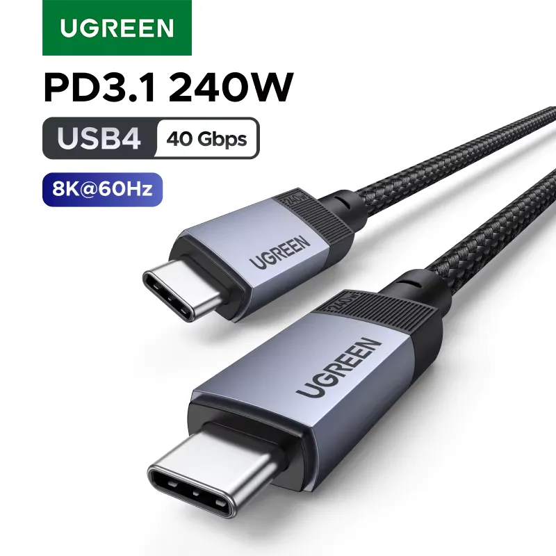 Ugreen Cabo USB4 USB-C 40Gbps 240W - Carregamento Rápido