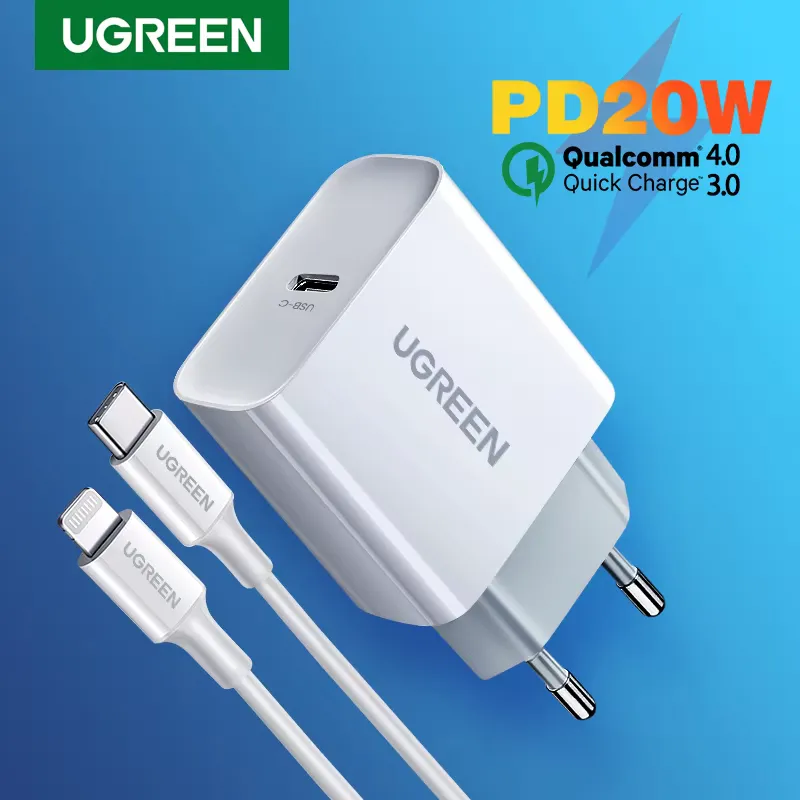 Ugreen Carregador Rápido 20W USB-C PD QC 4.0