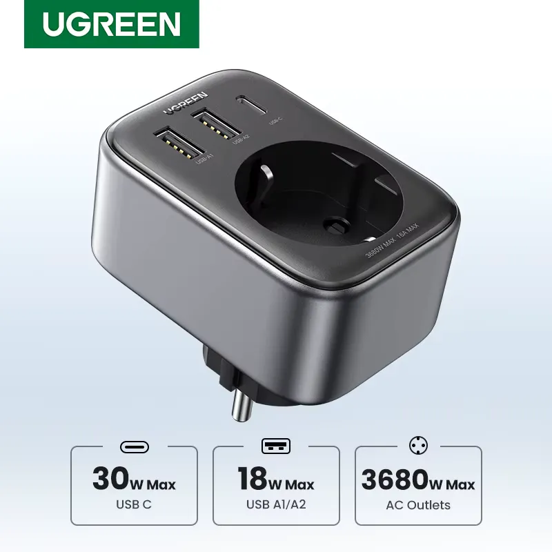 Ugreen Carregador 30W GaN com Tomadas AC e USB