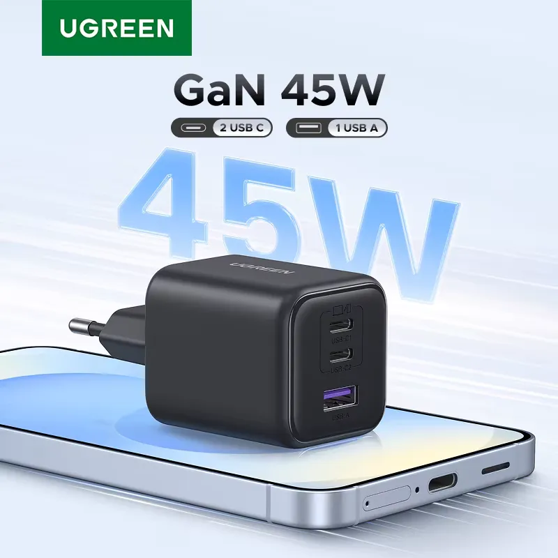 Ugreen Carregador 45W GaN USB-C Rápido PD 3.0