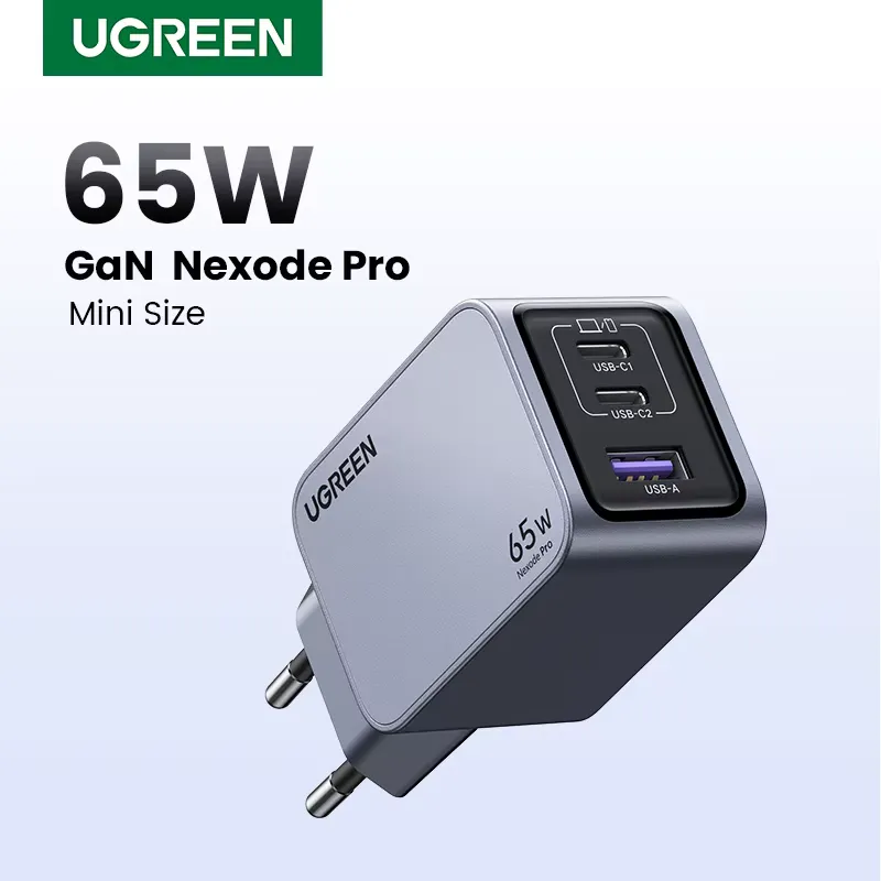 Ugreen Carregador 65W GaN USB-C Rápido para iPhone e Macbook