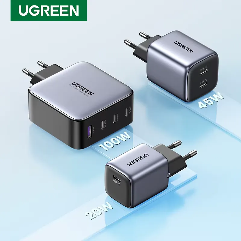 Ugreen Carregador GaN 100W USB-C Rápido QC 4.0